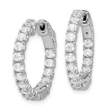 Sterling Shimmer Sterling Silver Rhodium-plated 30 Stone 2.25mm CZ In and Out Round Hinged Hoop Earrings — alternate view
