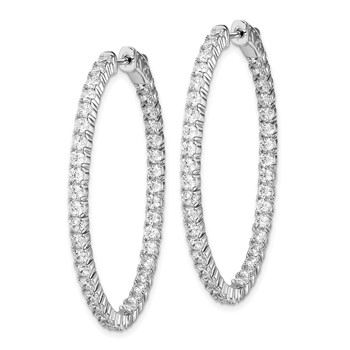 Sterling Shimmer Sterling Silver Rhodium-plated 78 Stone 2.5mm CZ In and Out Oval Hinged Hoop Earrings — alternate view
