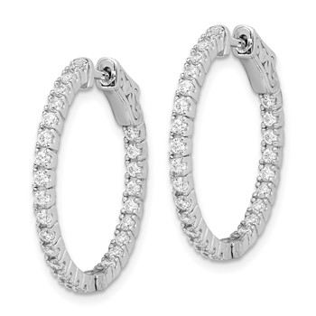Sterling Shimmer Sterling Silver Rhodium-plated 50 Stone 1.75mm CZ In and Out Round Hinged Hoop Earrings — alternate view