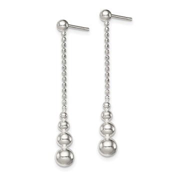 Sterling Silver Polished Teardrop & Bead Post Dangle Earrings — alternate view
