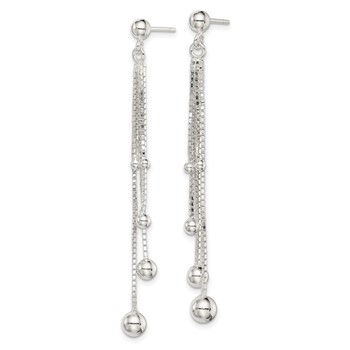Sterling Silver Polished Graduated Beaded Chain Post Dangle Earrings — alternate view