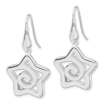 Sterling Silver Polished Star Dangle Post Earrings — alternate view