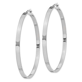 Sterling Silver Rhodium-plated 3.5x60mm Hoop Earrings — alternate view