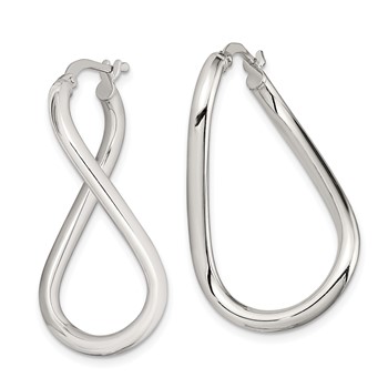Sterling Silver Rhodium-plated Polished Twisted Oval Hoop Earrings — alternate view