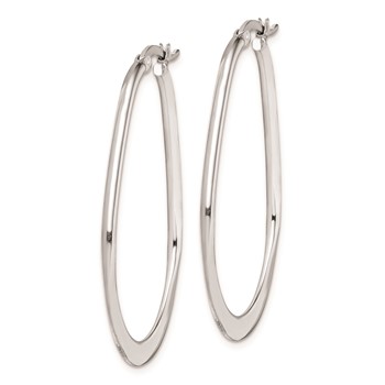 Sterling Silver Rhodium Plated Polished Hoop Earrings — alternate view