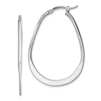 Sterling Silver Rhodium Plated Polished Hoop Earrings