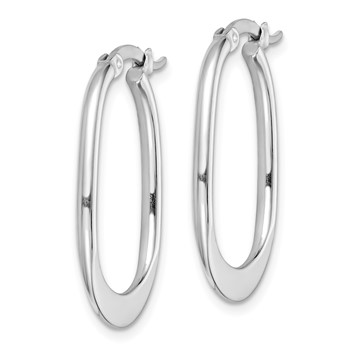 Sterling Silver Rhodium-plated Polished Squared Oval Hoop Earrings — alternate view