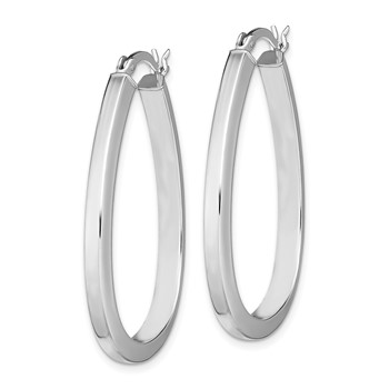 Sterling Silver Rhod-plated Square Tube 4mm Teardrop Hoop Earrings — alternate view