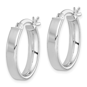 Sterling Silver Rhodium-plated Polished 5mm Oval Hoop Earrings — alternate view