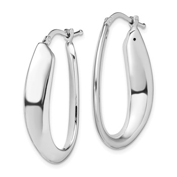 Sterling Silver Rhod-plated Polished Hollow 6mm Oval Hoop Earrings — alternate view