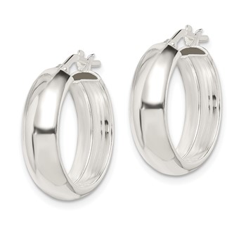 Sterling Silver Polished 6mm Round Hoop Earrings — alternate view