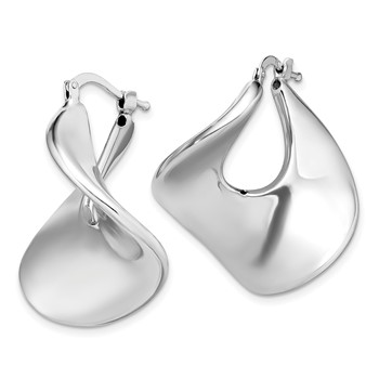 Sterling Silver Rhodium-plated Wide Twisted Hollow Hoop Earrings — alternate view