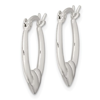 Sterling Silver Polished Heart Oval Hoop Earrings — alternate view