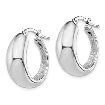 Sterling Silver RH-plated Polished Tapered Hollow Round Hoop Earrings — alternate view