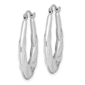 Sterling Silver Rhodium-plated D/C Scalloped Oval Hoop Earrings — alternate view
