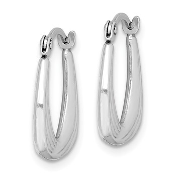 Sterling Silver Rhodium Plated Hollow Hoop Earrings — alternate view