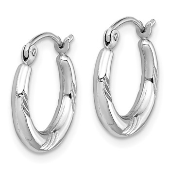Sterling Silver Rhodium Plated Hoop Earrings — alternate view