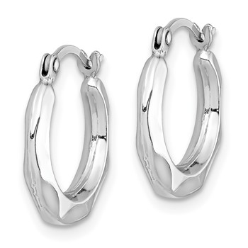 Sterling Silver Rhodium Plated Hollow Hoop Earrings — alternate view