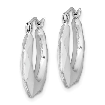 Sterling Silver Rhodium-plated Polished Hollow Hoop Earrings — alternate view