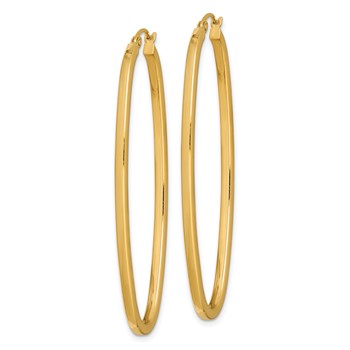 Sterling Silver Gold-plated Square Tube 2.5mm Oval Hoop Earrings — alternate view