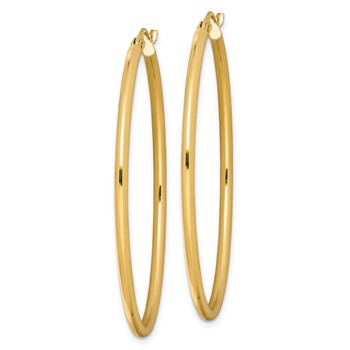 Sterling Silver Gold-plated Oval 2mm Hollow Hoop Earrings — alternate view