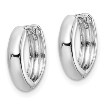 Sterling Silver Rhodium Polished Hinged Hoop Earrings — alternate view