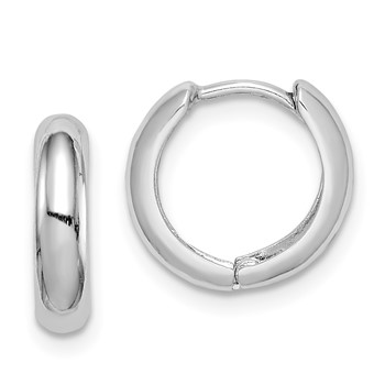Sterling Silver Rhodium Polished Hinged Hoop Earrings