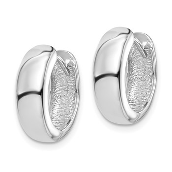 Sterling Silver Rhodium Polished Hinged Hoop Earrings — alternate view