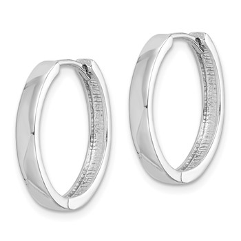 Sterling Silver Rhodium Polished Hinged Hoop Earrings — alternate view