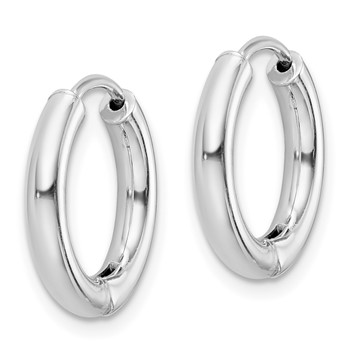 Sterling Silver Rhodium-plated Polished Hollow Hinged Hoop Earrings — alternate view