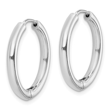 Sterling Silver Rhodium-plated Polished Hollow Hinged Hoop Earrings — alternate view