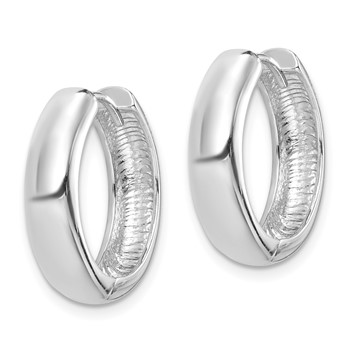 Sterling Silver Rhodium Polished Hinged Hoop Earrings — alternate view