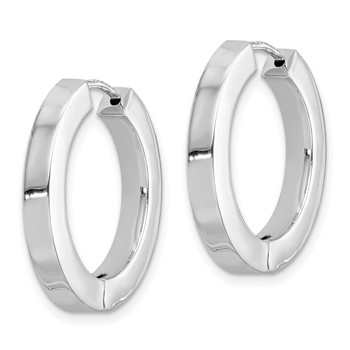 Sterling Silver Rhodium-plated Hollow Hinged Hoop Earrings — alternate view
