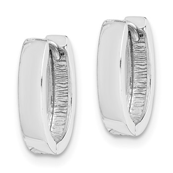 Sterling Silver Rhodium Polished Hinged Hoop Earrings — alternate view