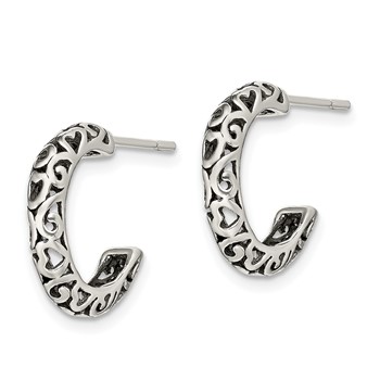 Sterling Silver Antique Post Hoop Earrings — alternate view