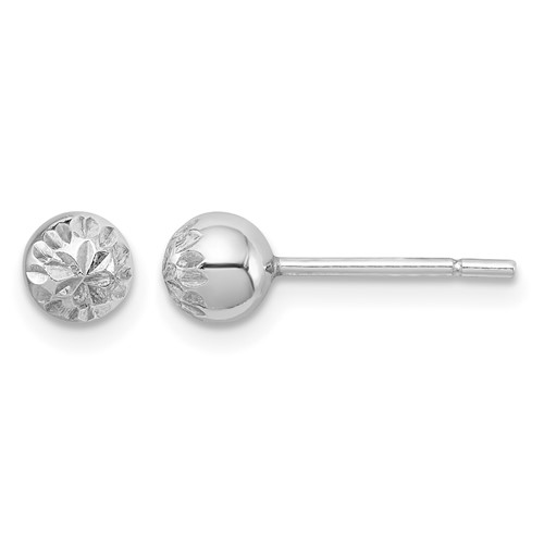 Sterling Silver Rhodium Plated 5mm Diamond Cut Post Earrings