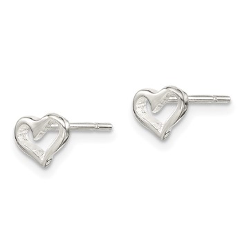 Sterling Silver Polished Open Heart Children's Post Earrings — alternate view