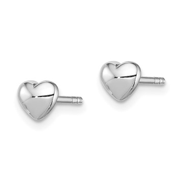 Sterling Silver Rhodium-plated Polished Heart Post Earrings — alternate view