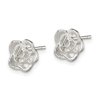 Sterling Silver Polished Flower Post Earrings — alternate view