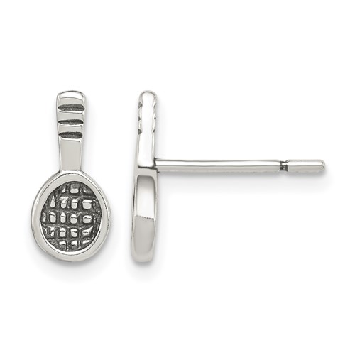 Sterling Silver Antique Tennis Racquet Post Earrings