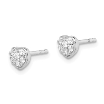 Sterling Silver Rhodium-plated CZ Heart Post Earrings — alternate view