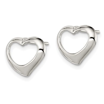 Sterling Silver Rhodium-plated Heart Post Earrings — alternate view