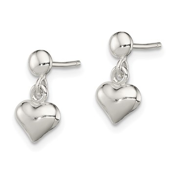 Sterling Silver Dangle Heart Post Earrings — alternate view