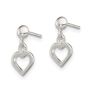 Sterling Silver Dangle Heart Post Earrings — alternate view