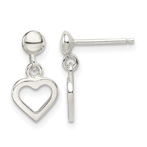 Sterling Silver Dangle Heart Post Earrings