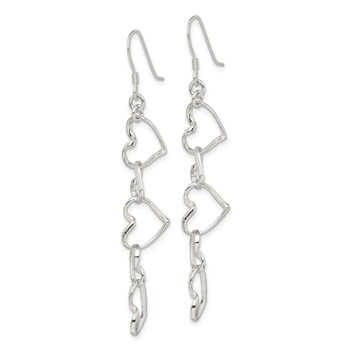 Sterling Silver Heart Dangle Shepherd Hook Earrings — alternate view