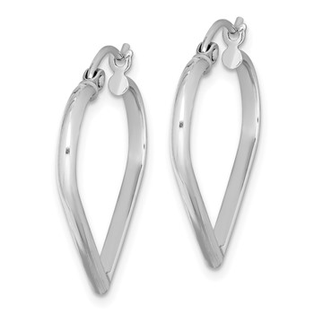 Sterling Silver Rhodium Plated Heart Hoop Earrings — alternate view