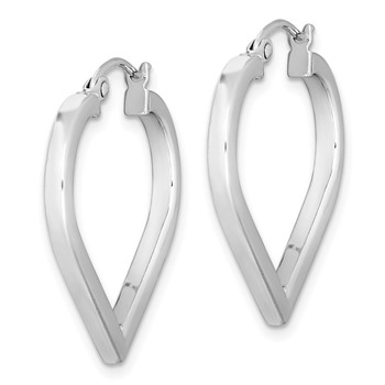 Sterling Silver Rhodium Plated Heart Hoop Earrings — alternate view