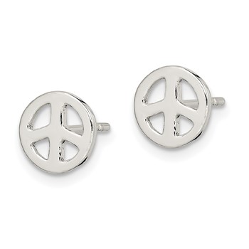 Sterling Silver Peace Sign Post Earrings — alternate view
