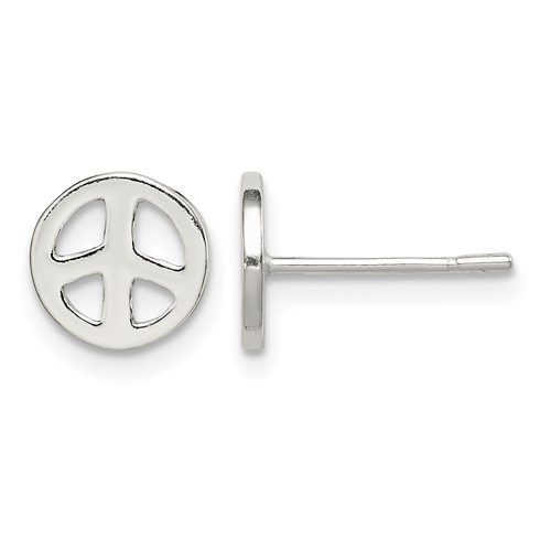 Sterling Silver Peace Sign Post Earrings